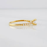 Solitaire Heart Channel Ring 2.4g / Size 6 3/4 Two-Tone Yellow White Gold 18K