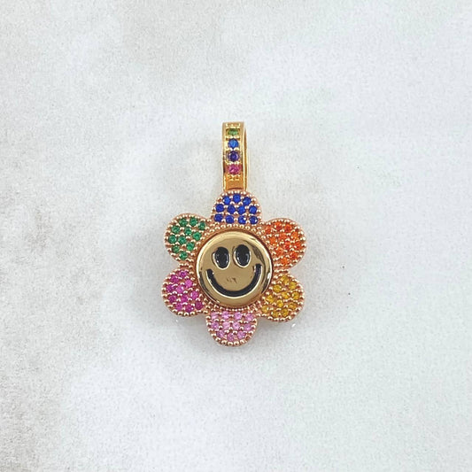 Pendant Happy Face Flower Mobile 4.35gr / 3cm / Multicolor 18K Yellow Gold