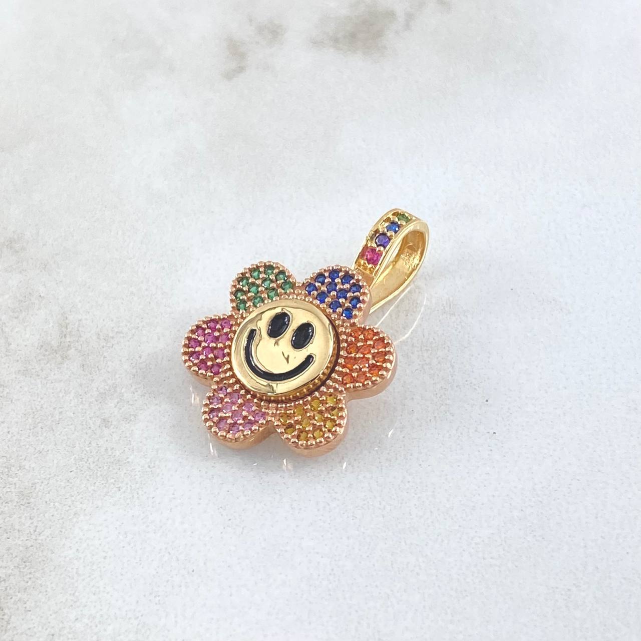 Pendant Happy Face Flower Mobile 4.35gr / 3cm / Multicolor 18K Yellow Gold