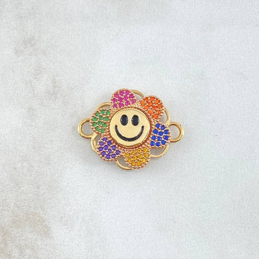 Charm Happy Face Flower Mobile 4.2gr / 3cm / Multicolor 18K Yellow Gold