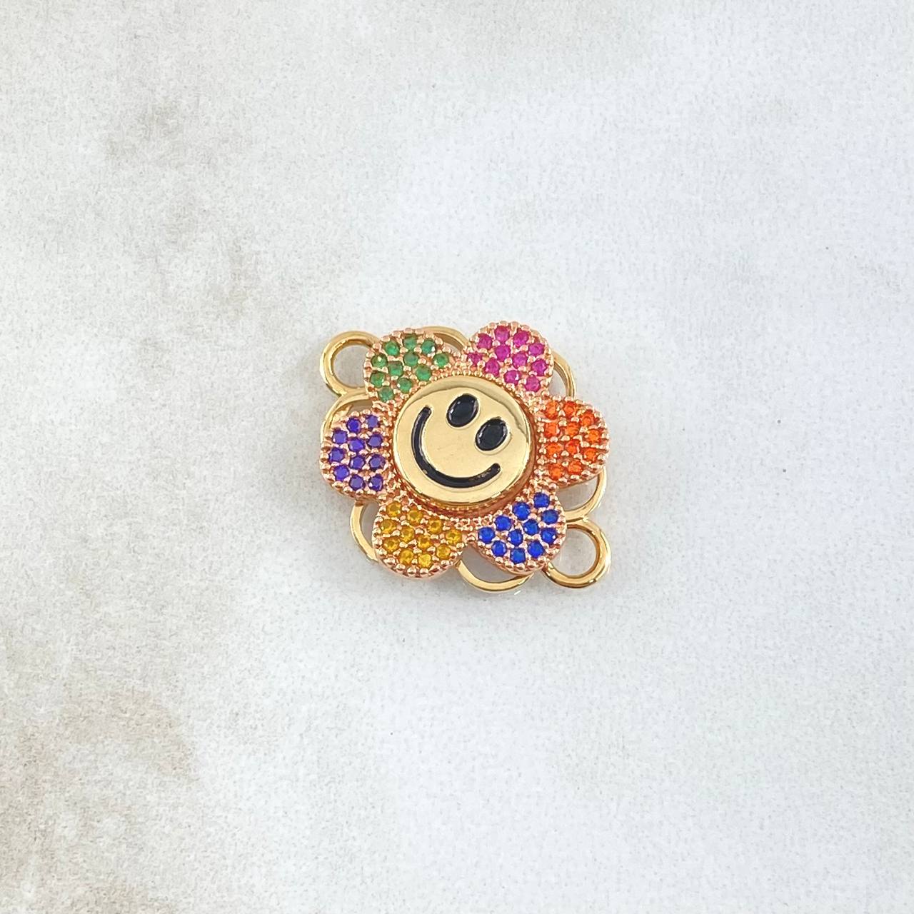 Charm Happy Face Flower Mobile 4.2gr / 3cm / Multicolor 18K Yellow Gold