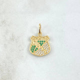 Dije Escudo Deportivo Cali 2.05gr / 2.1cm / Circones Blancos Verdes Oro Amarillo 18K ©