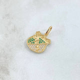 Pendant Deportivo Cali 2.1gr / 2.5cm / White Green Zircons 18K Yellow Gold