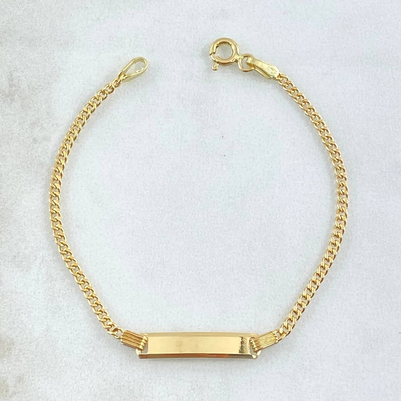 Pulso Bebé Cubano Placa Rectangular 1.55gr / 14.5cm / 1.8mm Oro Amarillo +1 18K
