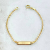 Pulso Bebé Cubano Placa Rectangular 1.55gr / 14.5cm / 1.8mm Oro Amarillo +1 18K