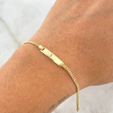 Pulso Bebé Cubano Placa Rectangular 1.55gr / 14.5cm / 1.8mm Oro Amarillo +1 18K