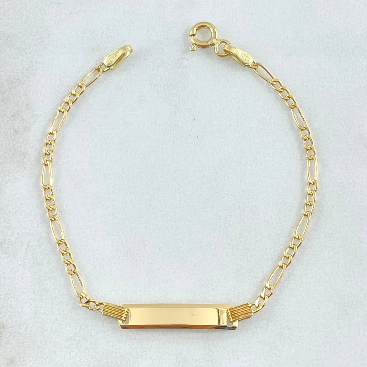 Bracelet Baby Figaro Rectangular Plate 1.5gr / 14.5cm / 1.9mm Yellow Gold +1 18K