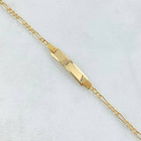 Pulso Bebé Figaro Placa Rectangular 1.45gr / 14cm / 1.9mm Oro Amarillo +1 18K