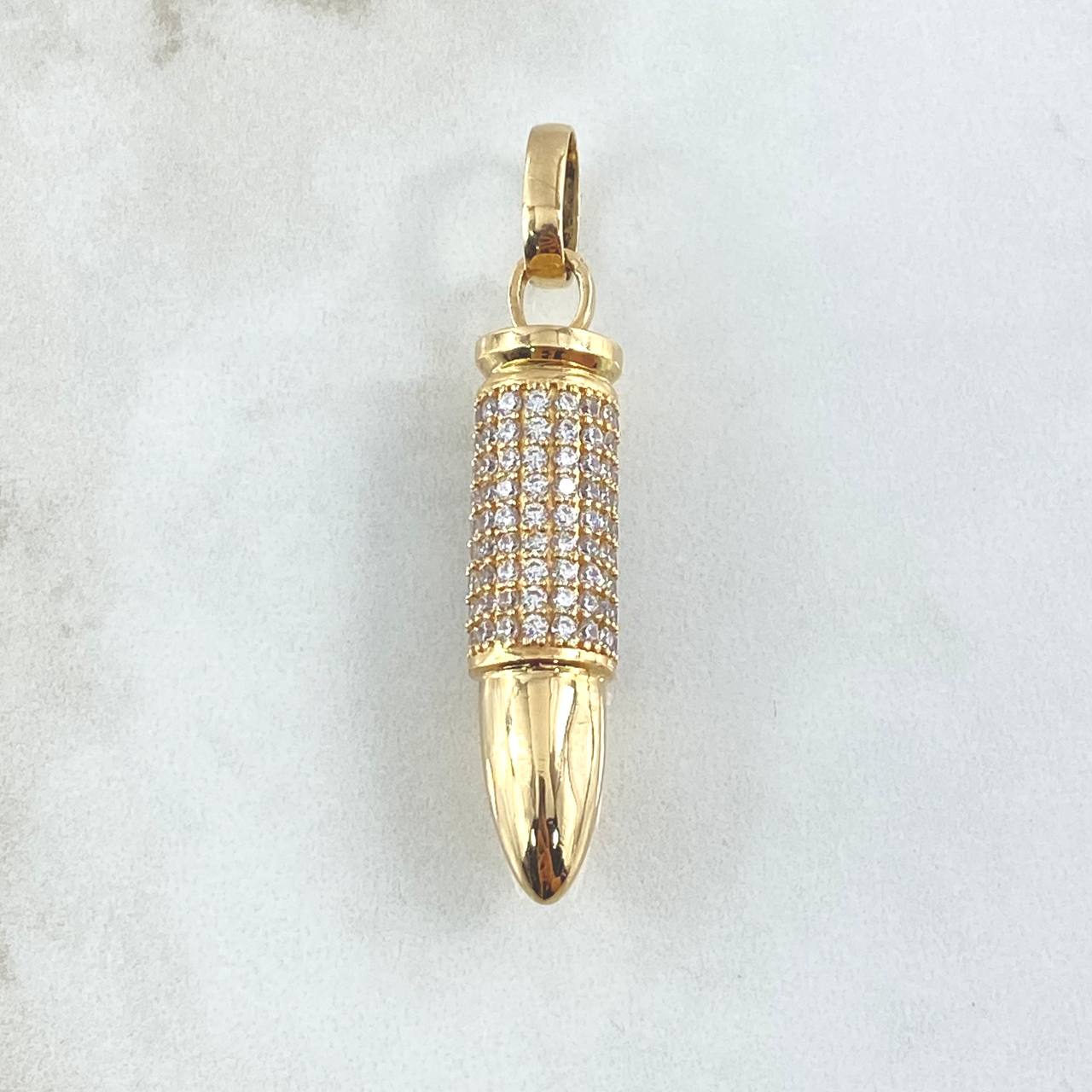 Pendant Bullet .38 Special 11.65gr / 5.5cm White Zircons Yellow Gold (Offer)