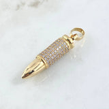 Pendant Bullet .38 Special 11.65gr / 5.5cm White Zircons Yellow Gold (Offer)