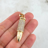 Pendant Bullet .38 Special 11.65gr / 5.5cm White Zircons Yellow Gold (Offer)