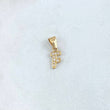 Dije Letra F 0.25gr / 1.3cm Circones Blancos Oro Amarillo (Oferta)