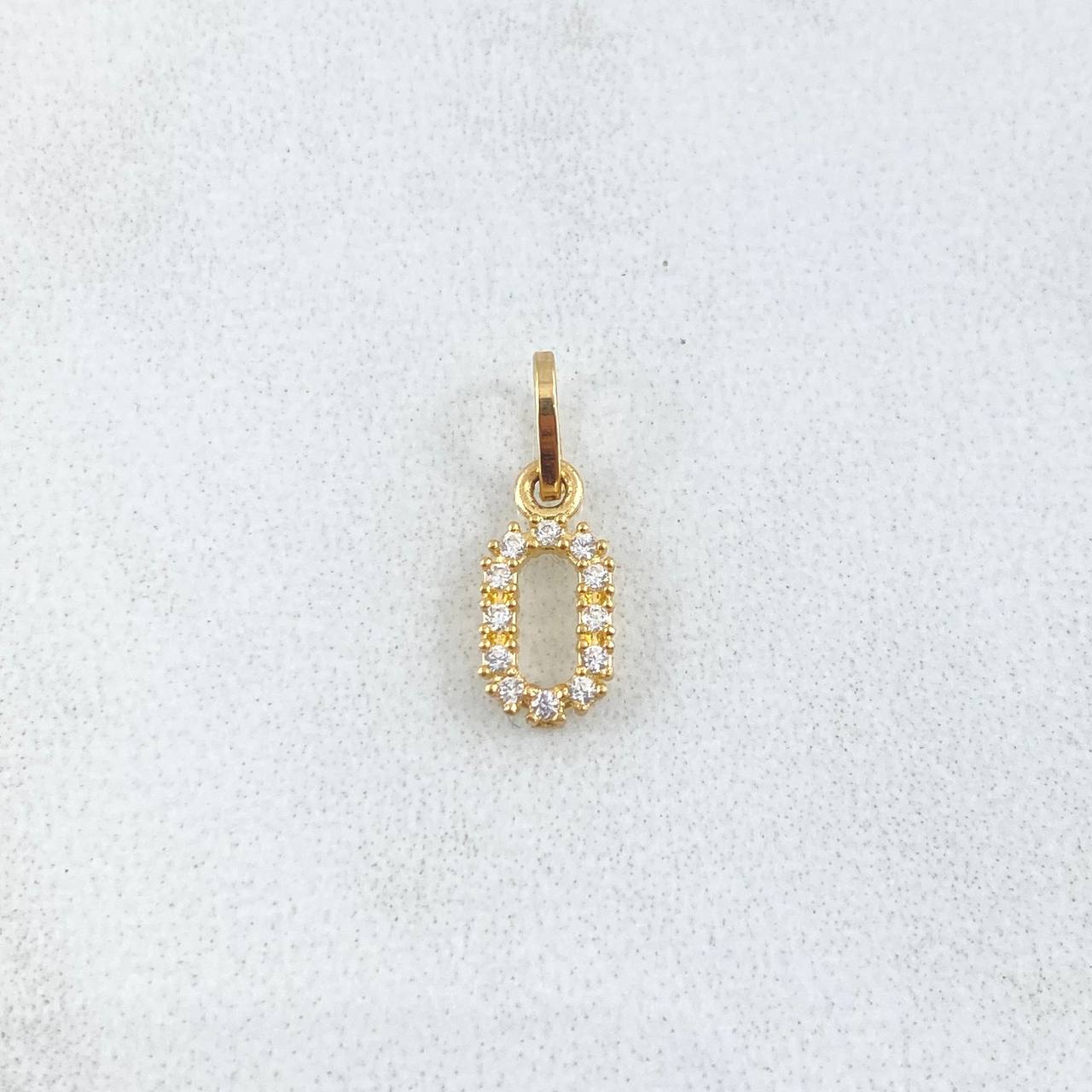 Pendant Letter O 0.3gr/1.5cm White Zircons Yellow Gold (Offer)