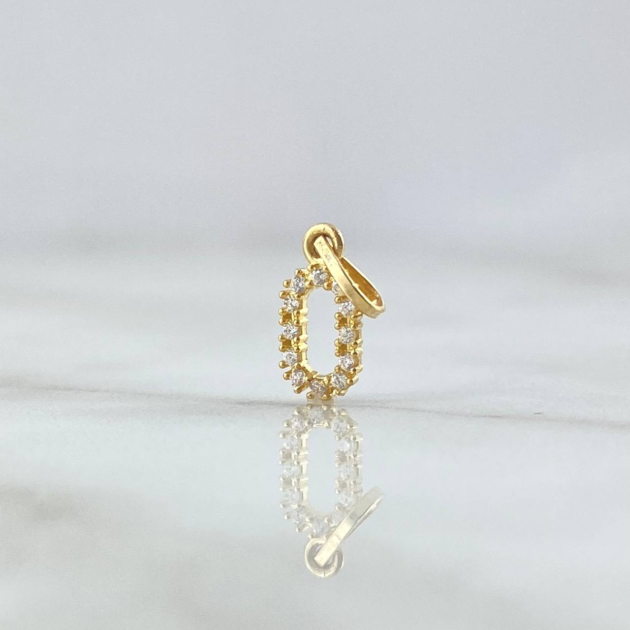 Pendant Letter O 0.3gr/1.5cm White Zircons Yellow Gold (Offer)