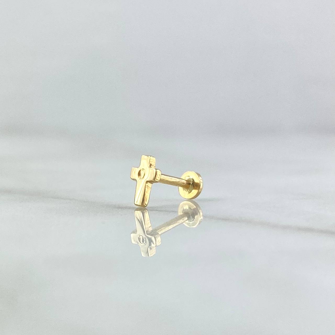 Piercing Cruz 0.45gr / 6mm Rosca Plana Oro Amarillo 18K (Joya) *