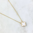 Cadena Espiga Trebol VCyA3.65gr / 45cm / 1.4mm Resina Blanca Oro Amarillo  18K *