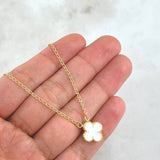 Cadena Espiga Trebol VCyA3.65gr / 45cm / 1.4mm Resina Blanca Oro Amarillo  18K *