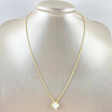 Cadena Espiga Trebol VCyA3.65gr / 45cm / 1.4mm Resina Blanca Oro Amarillo  18K *