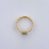 Rectangular Cuban Ring 1.7gr / Size 6 1/4 / Emeralds 15 Pts Diamonds 14 Pts 18K Yellow Gold (Jewel) &