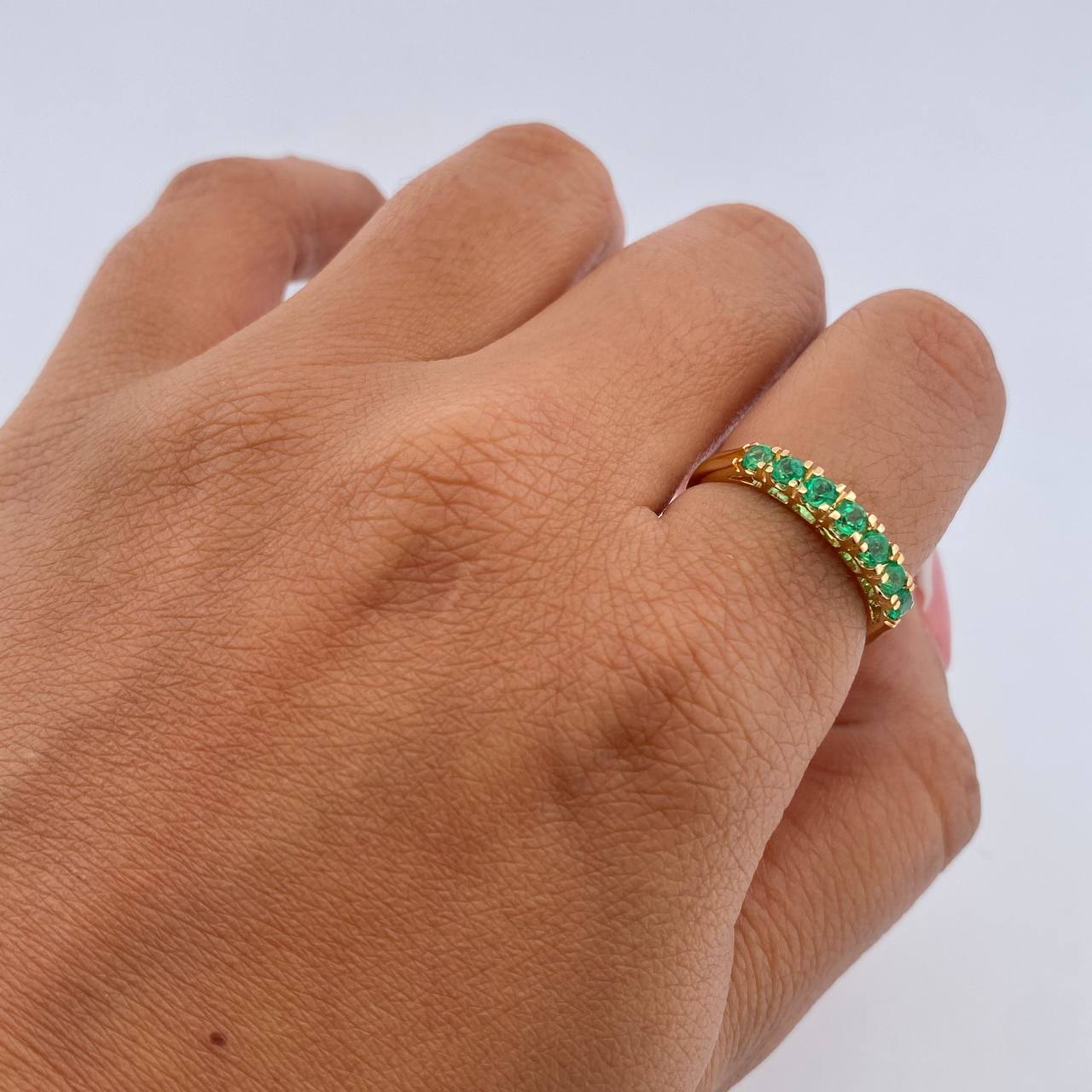 Anillo Argolla Churumbela 2.85gr / T6 3/4 / Esmeralda 50 Pts Oro Amarillo 18K (Joya) &