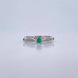 Solitaire Ring Bridge 2.25gr / Size 6 3/4 / Emeralds 16 Pts Diamonds 5 Pts 18K White Gold (Jewelry) &