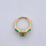 Ring Figures 3.3gr / T6 1/4 / Emeralds 43 Pts Diamonds 13 Pts 18K Yellow Gold (Jewel) &