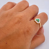 Heart Ring 2.1gr / Size 6 / Emeralds 14 Pts Diamonds 15 Pts Two Yellows White Gold 18K (Jewel) &