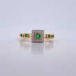 Ring Squares 2.75gr / Size 7 / Emeralds 20 Pts Diamonds 10 Pts Two Yellows White Gold 18K (Jewel) &