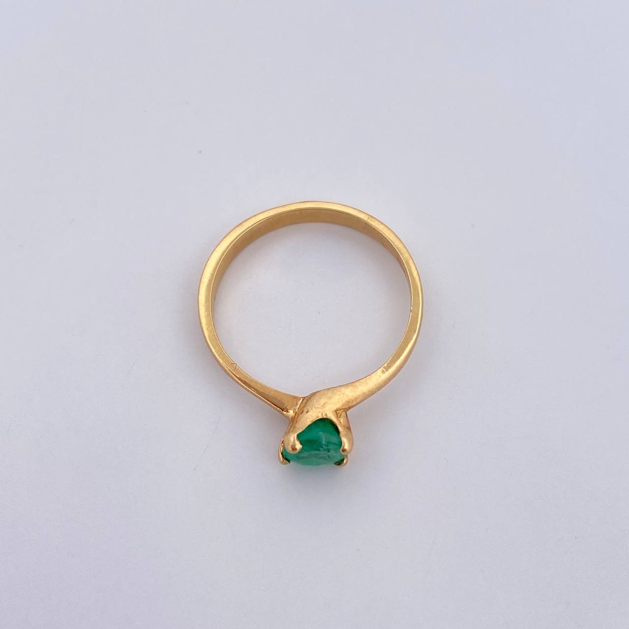Anillo Solitario Rendondo 2.3gr / T6 1/4 / Esmeralda 50 Pts Oro Amarillo 18K (Joya) &