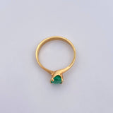 Anillo Solitario Rendondo 2.3gr / T6 1/4 / Esmeralda 50 Pts Oro Amarillo 18K (Joya) &