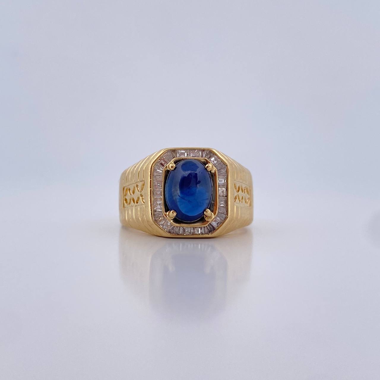 Egyptian Greca Ring 9.4gr / T10 / Zapiro 1.7 Qts Diamonds 9 Pts 18K Yellow Gold (Jewel) &