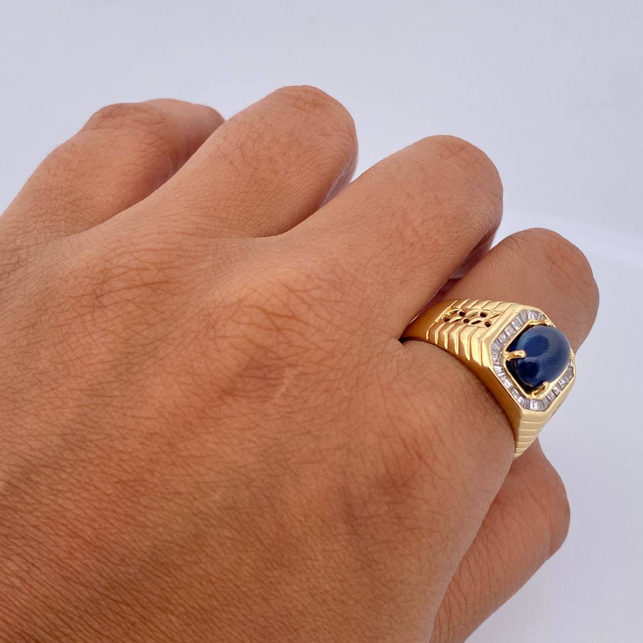 Egyptian Greca Ring 9.4gr / T10 / Zapiro 1.7 Qts Diamonds 9 Pts 18K Yellow Gold (Jewel) &