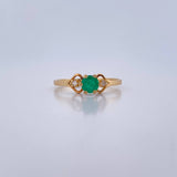 Solitaire Ring Round 1.55gr / Size 7 1/4 / Emerald 24 Pts Faceted Pts 18K Yellow Gold (Jewelry) &