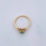 Solitaire Ring Round 1.55gr / Size 7 1/4 / Emerald 24 Pts Faceted Pts 18K Yellow Gold (Jewelry) &