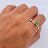 Solitaire Ring Round 1.55gr / Size 7 1/4 / Emerald 24 Pts Faceted Pts 18K Yellow Gold (Jewelry) &