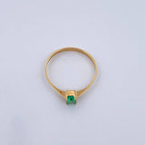 Rectangular Solitaire Ring 1.05gr / Size 6 3/4 / Emerald 14 Pts 18K Yellow Gold (Jewel) &