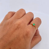 Rectangular Solitaire Ring 1.05gr / Size 6 3/4 / Emerald 14 Pts 18K Yellow Gold (Jewel) &
