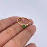 Rectangular Solitaire Ring 1.05gr / Size 6 3/4 / Emerald 14 Pts 18K Yellow Gold (Jewel) &