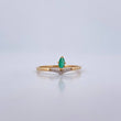 Tiara Ring 0.95gr / Size 5 3/4 / Emeralds 10 Pts Diamonds 04 Pts Two 18K Yellow and White Gold (Jewel) &