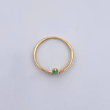 Tiara Ring 0.95gr / Size 5 3/4 / Emeralds 10 Pts Diamonds 04 Pts Two 18K Yellow and White Gold (Jewel) &