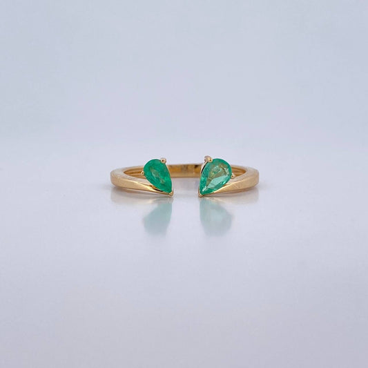 Hug Ring 2.45gr / Size 7 / Emeralds 35 Pts 18K Yellow Gold (Jewel) &