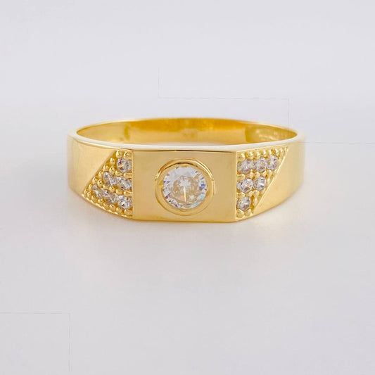 Anillo Recuadro Circon Central 4.65g / T12 3/4 Oro Amarillo 18K