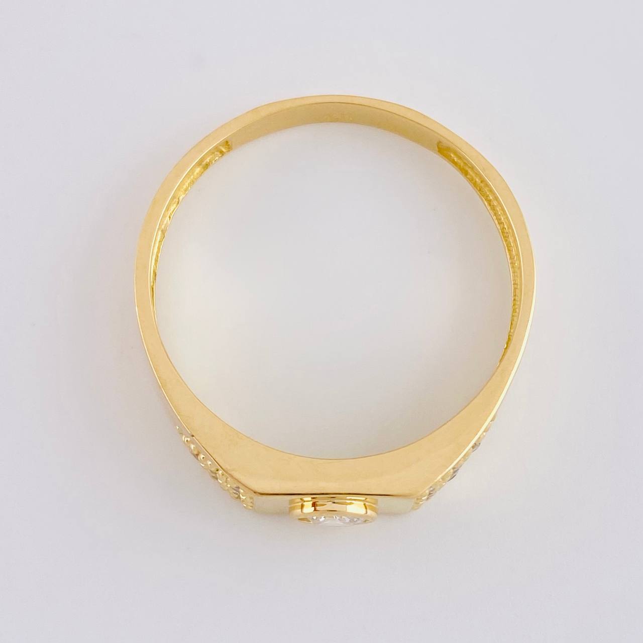 Anillo Recuadro Circon Central 4.65g / T12 3/4 Oro Amarillo 18K