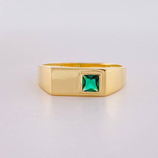 Anillo Rectángulo Bisel 5.25g / T12 Oro Amarillo 18K