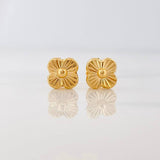 Diamond Cut Clover Stud Earrings 0.85g / in / 6.9mm Yellow Gold 18K