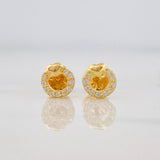 Heart Circle Stud Earrings 0.8g / in / 6.12mm 18K Yellow Gold