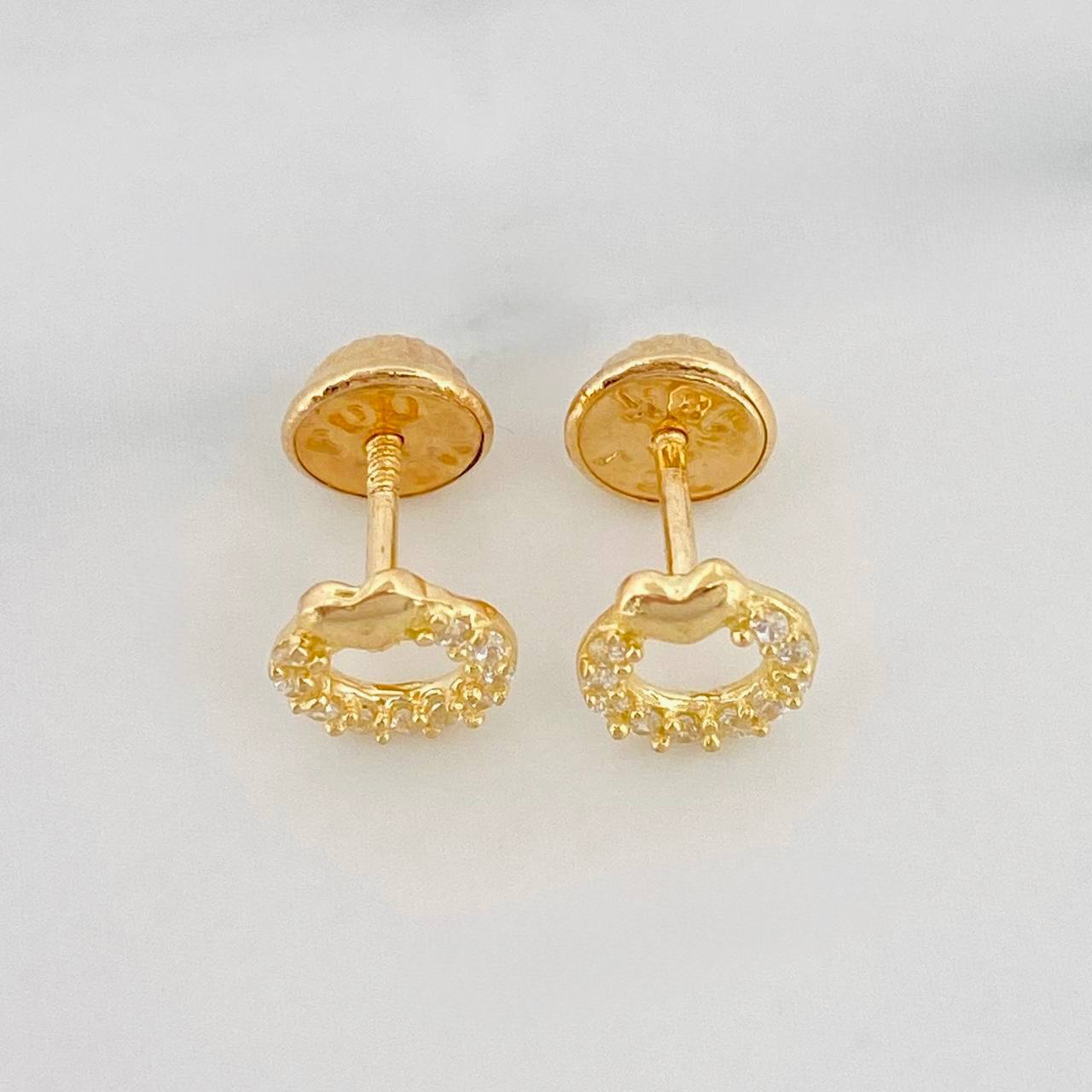 Heart Circle Stud Earrings 0.8g / in / 6.12mm 18K Yellow Gold