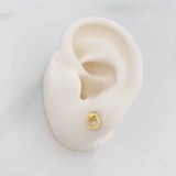 Heart Circle Stud Earrings 0.8g / in / 6.12mm 18K Yellow Gold