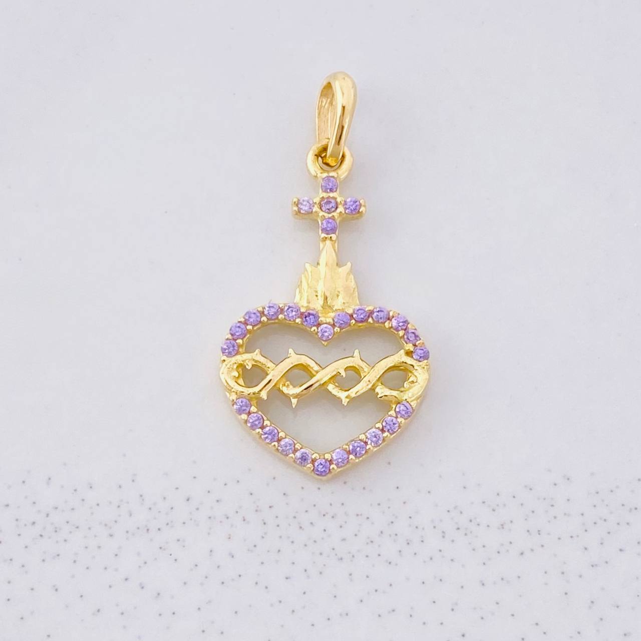 Pendant Sacred Heart of Jesus 0.95g / 3/4 in Yellow Gold 18K