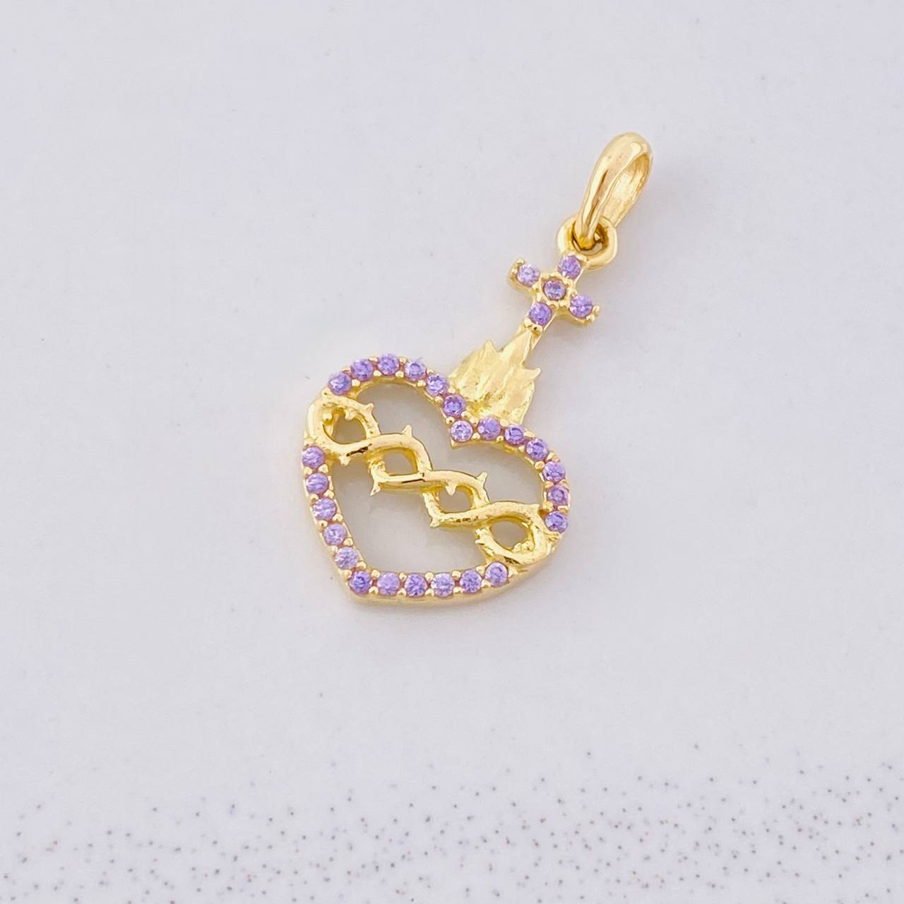 Pendant Sacred Heart of Jesus 0.95g / 3/4 in Yellow Gold 18K